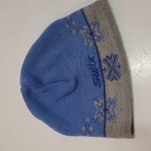 Swix Big Kids Beanie Winter Ski Hat Grey Blue Big Girls OS